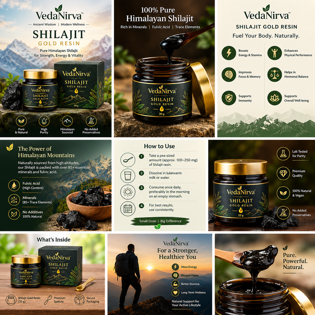 VedaNirva Shilajit Gold Resin – 20g | Premium Ayurvedic Wellness Product