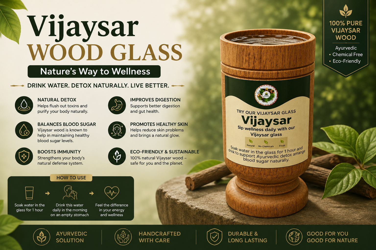 Premium vijaysar wooden glass